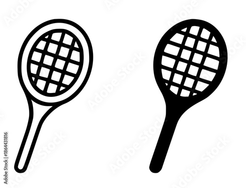 Racket illustration icon, outline and silhouette style