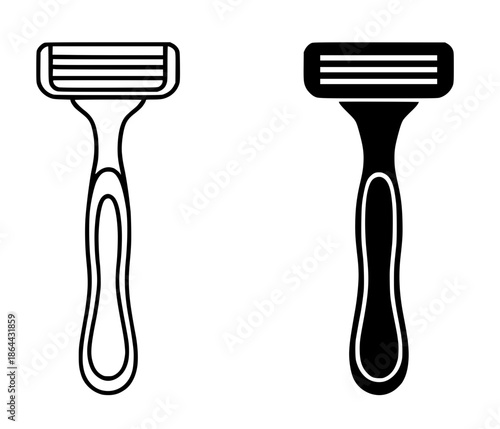 Razor illustration icon, outline and silhouette style