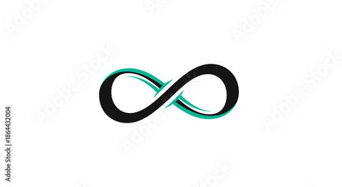 Abstract Infinity Symbol Design with Elegant Black and Green Lines on White Background