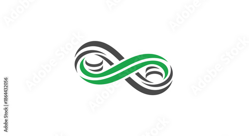 Abstract Infinity Symbol: Modern Graphic Design Element with Green and Gray Tones