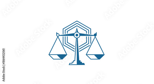 Abstract Lawyer Icon Depicting Legal Justice, Scales of Balance and Geometric Design
