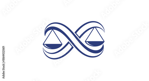 Abstract Law Representation: Infinity Symbol Intertwined With Scales Of Justice Concept