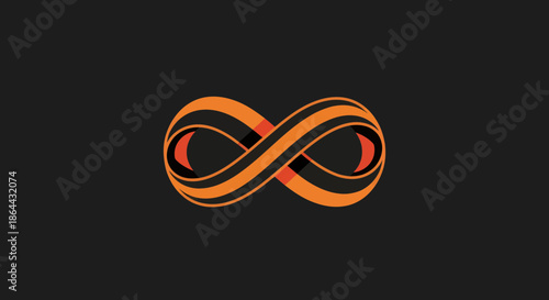 Abstract Infinity Symbol: Orange and Black Design Representing Timeless Concepts