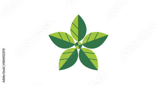 Abstract Leaf Arrangement Featuring Five Petals Illustrating Natural Growth and Freshness