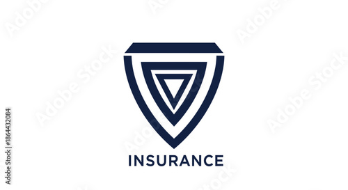 Abstract Insurance Shield Symbol, Emblem of Protection and Security in Modern Fintech Design