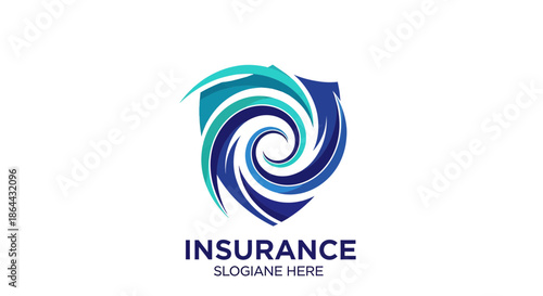 Abstract Insurance Logo with Swirl Design Representing Protection and Security Concept