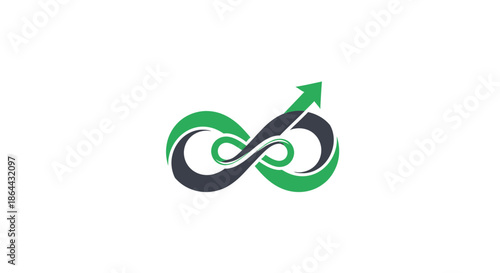 Abstract Infinity Symbol With Arrow Denoting Growth and Unlimited Progress Visualization