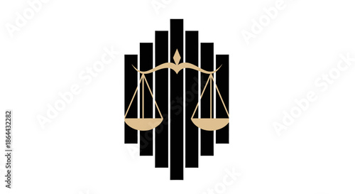Abstract Justice Emblem Depicting Balance And Fairness In A Modern Context