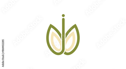 Abstract Leaf Symbol Design Representing Growth, Nature and Organic Concept