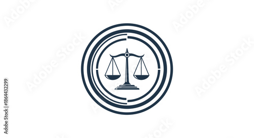 Abstract Justice Icon Representing Law, Equality, and Legal Proceedings Illustration