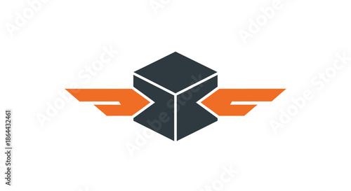 Abstract Logo Depicting A Cube With Wings, Suggesting Swift Delivery And Innovation Processes
