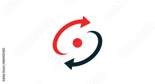 Abstract Logo Depicting Circular Arrows and Central Dot Illustrating Connections And Synergy