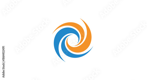 Abstract Logo Design Combining Blue and Orange Swirls Shaping An Orbital Dynamic Symbol