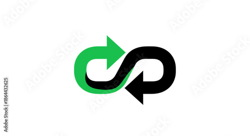 Abstract Logo Representing Synergy, Interconnection, Recycling, Rebirth, And Infinite Continuity