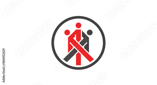 Abstract Logo Representing Teamwork, Unity, And Cooperation, Within A Connected Circle