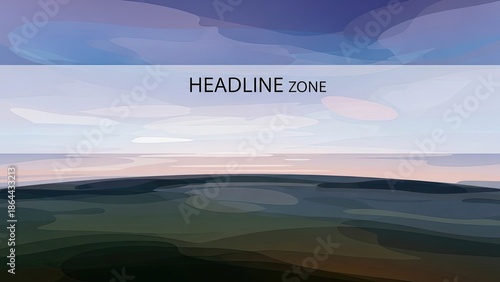 Abstract landscape with rolling hills and serene sky