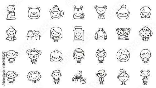 Cute Kids and Whimsical Animal Cartoon Characters Vector Collection