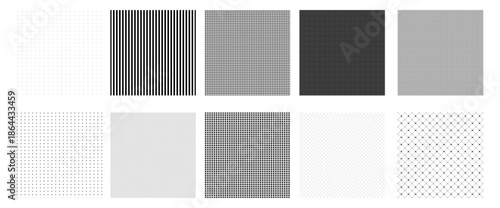 モノクロの幾何学パターンとシームレスなテクスチャのセット