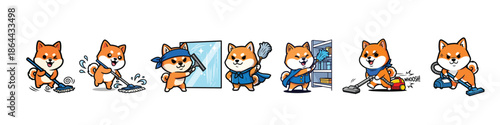 Cartoon Fox Characters Working Office Tasks.
