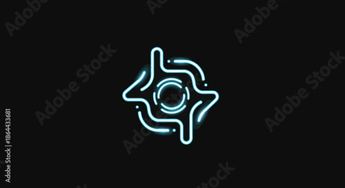 Abstract Neon Illustration Of A Target Symbol Design On A Dark Background