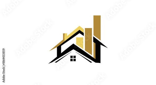 Abstract Real Estate Development Logo Revealing Market Growth and Financial Success Concepts