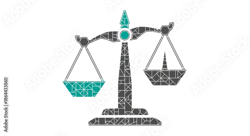 Abstract Scales Depicting Justice, Equality, and Legal Concepts on White Background