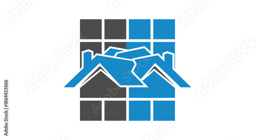 Abstract Real Estate Homes Logo With Brick Wall Design In Modern Color Palette Style