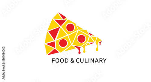 Abstract Pizza Illustration: Geometric Design for Food and Culinary Concepts
