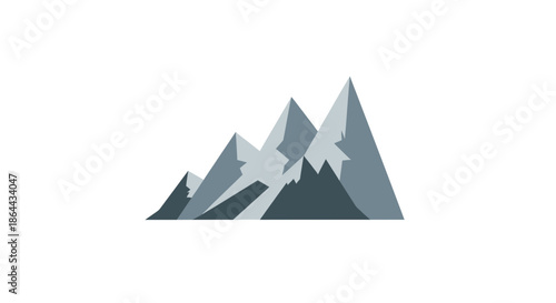 Abstract Mountains Peaks Illustration Showing Nature Scenery Against White Background