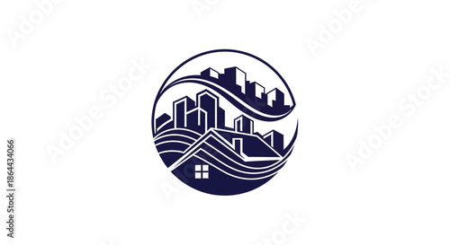 Abstract Real Estate Logo: Urban and Suburban Balance Represented Creatively and Visually