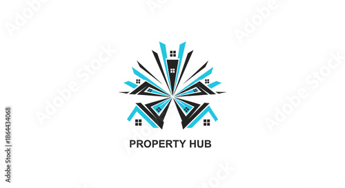 Abstract Property Hub Logo Depicting Modern Architectural Elements and Geometric Designs