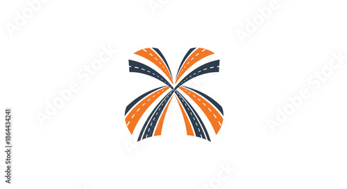 Abstract Roads Convergence in Graphic Design, Showing Movement and Interconnections