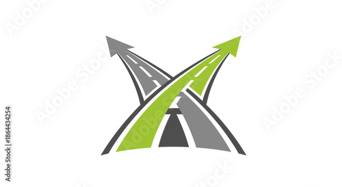 Abstract Roads Ascending in Opposite Directions, Modern Design and Vision Conceptualization