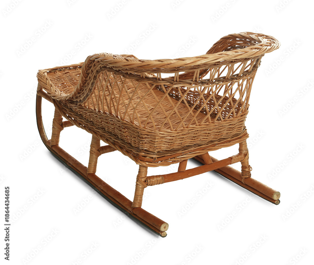 Obraz premium One beautiful wicker sleigh isolated on white