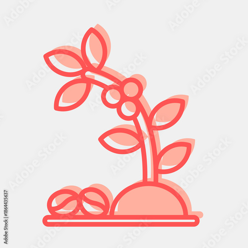 Icon coffee tree. Coffee shop elements. Icon in two tone style.