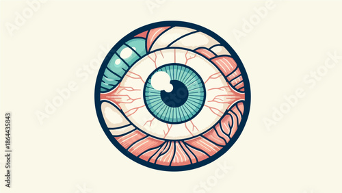 Anatomical Eye Illustration – Stylized Eyeball Cross-Section Medical Icon
