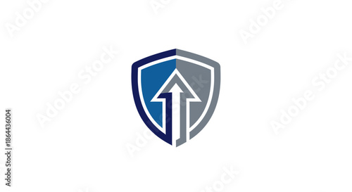Abstract Shield Logo With Arrow Icon Representing Growth and Protection Design