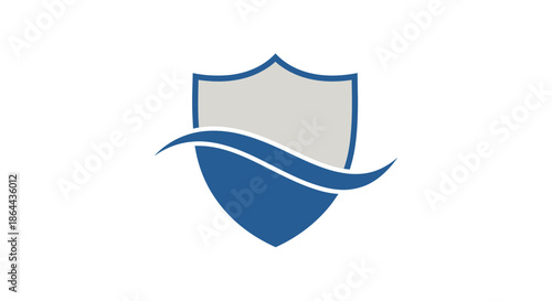 Abstract Shield Logo With Wave Element Representing Security and Protection Concept