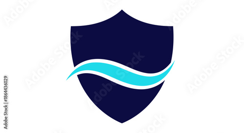 Abstract Shield With A Blue Wave, Representing Safety, Security, and Protection Concepts
