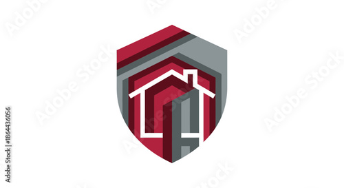 Abstract Shield With A House Symbolizing Security In The Real Estate Market