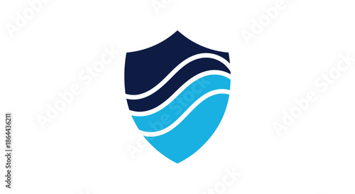 Abstract Shield With Blue Waves Symbolizing Assurance, Security and Protection