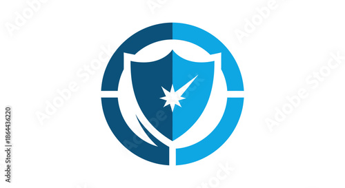 Abstract Shield With Star And Check Symbol, Representing Security And Protection