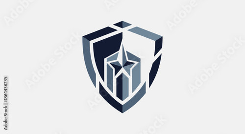 Abstract Shield With Star Emblem for Security, Protection, and Strong Association Visuals