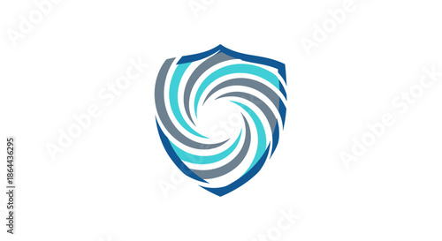 Abstract Shield With Swirls Symbolizing Protection and Security in a Modern Design