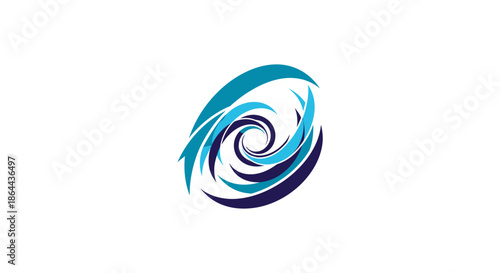 Abstract Spiraling Swirls And Flowing Shapes Of Blue And Teal Creating Visual Interest