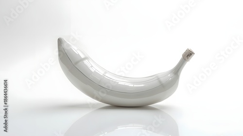 Translucent Glass Banana with Realistic Reflections and Refractions
