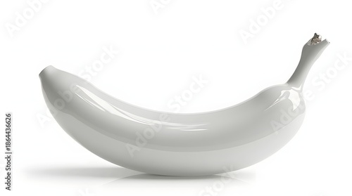 Translucent Glass Banana with Realistic Reflections and Refractions