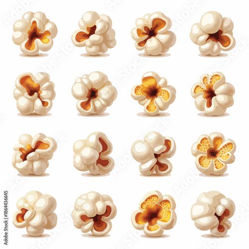 Collection of 16 delicious popcorn illustrations, perfect for food-themed designs and branding.