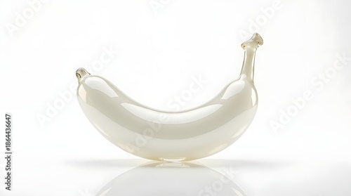 Translucent Glass Banana with Realistic Reflections and Refractions