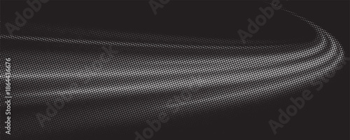 Modern abstract background. Halftone dots in circle form. Spiral logo, icon or design element. Black dots on a white background and white dots on the black side.